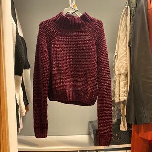 H&M Red Cowl Neck Sweater with Textured Knit